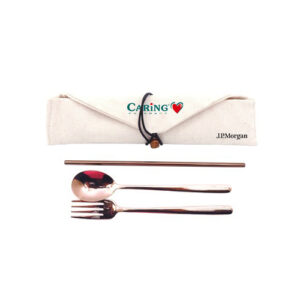 3-in-1 Rose Gold Cutlery and Straw Canvas Set