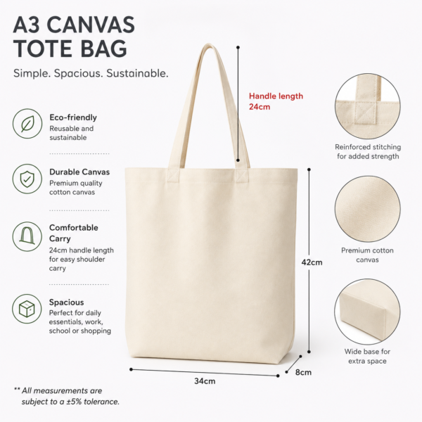A3 Canvas Tote Bag - Image 4