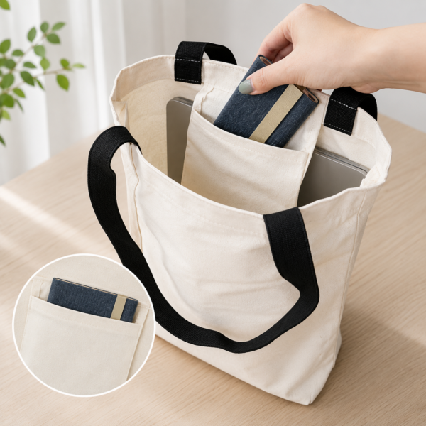 Canvas Tote Bag with Pocket (12oz) - Image 4
