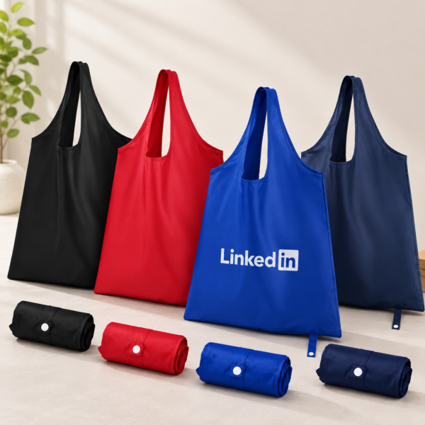 Premium Foldable Polyester Tote Bag (With Button Closure) - Image 2