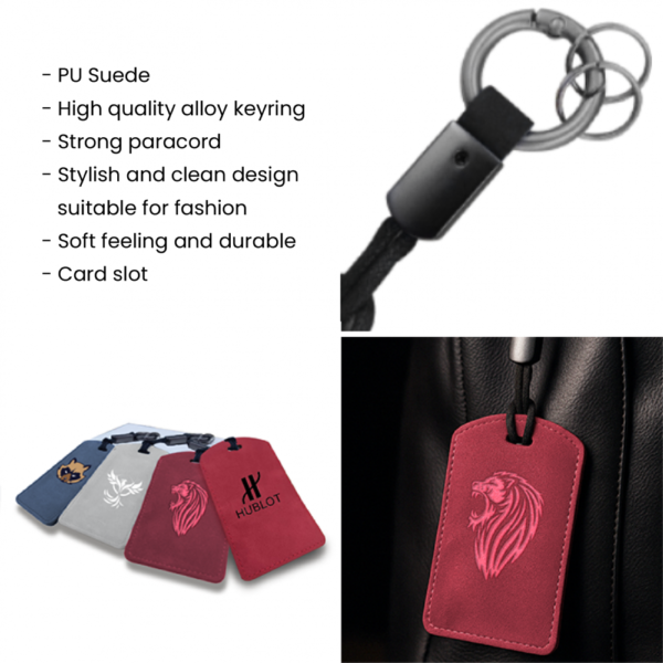 SUEDE PU ID Card Holder with Key Ring - Image 2