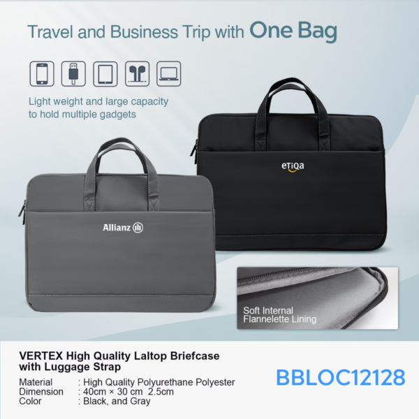 VERTEX High Quality Laptop Briefcase with Luggage Strap - Image 6