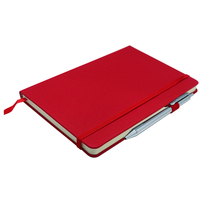 PU Fabric Hard Cover A5 Notebook with Pen Loop - Image 9
