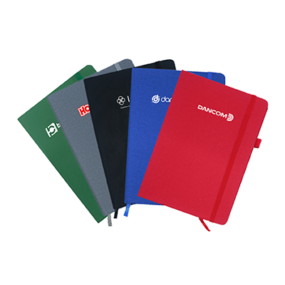 PU Fabric Hard Cover A5 Notebook with Pen Loop - Image 2