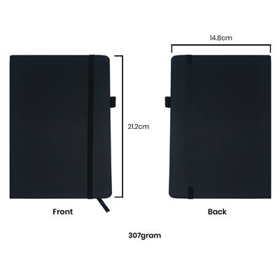 PU Fabric Hard Cover A5 Notebook with Pen Loop - Image 4