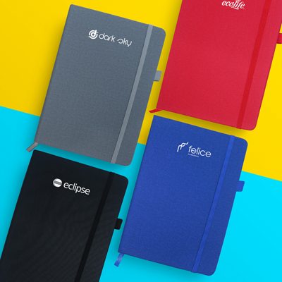 PU Fabric Hard Cover A5 Notebook with Pen Loop - Image 3